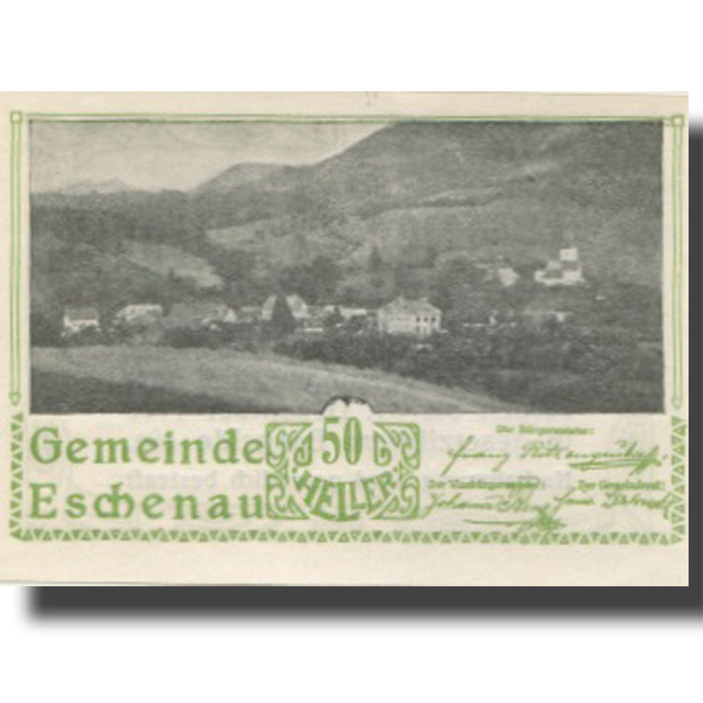 Banknote, Austria, Eschenau, 50 Heller, paysage, 1920 UNC(63) Mehl:FS 186c
