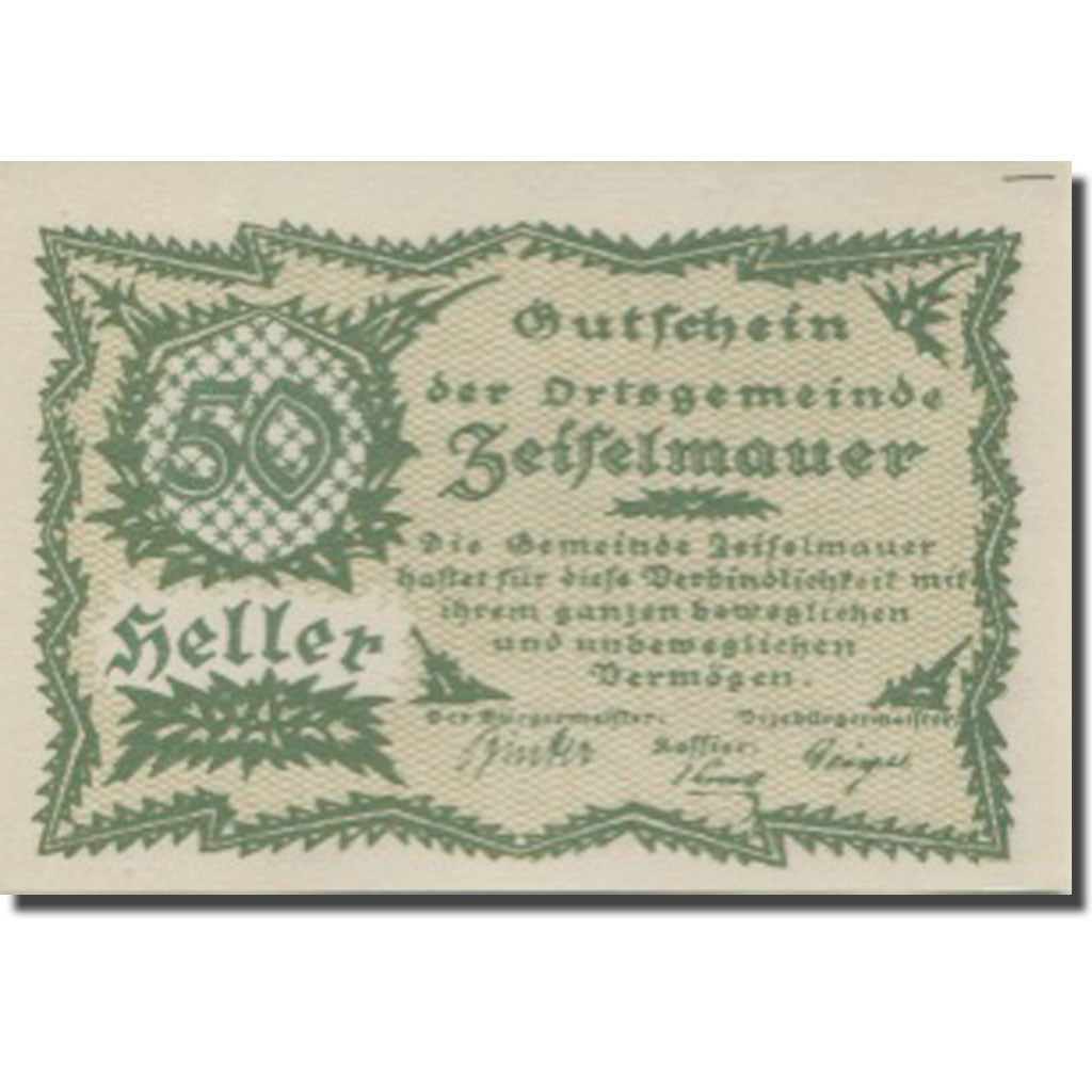 Billet, Autriche, Zeiselmauer, 50 Heller valeur faciale, 1920, SPL Mehl:FS 1265a