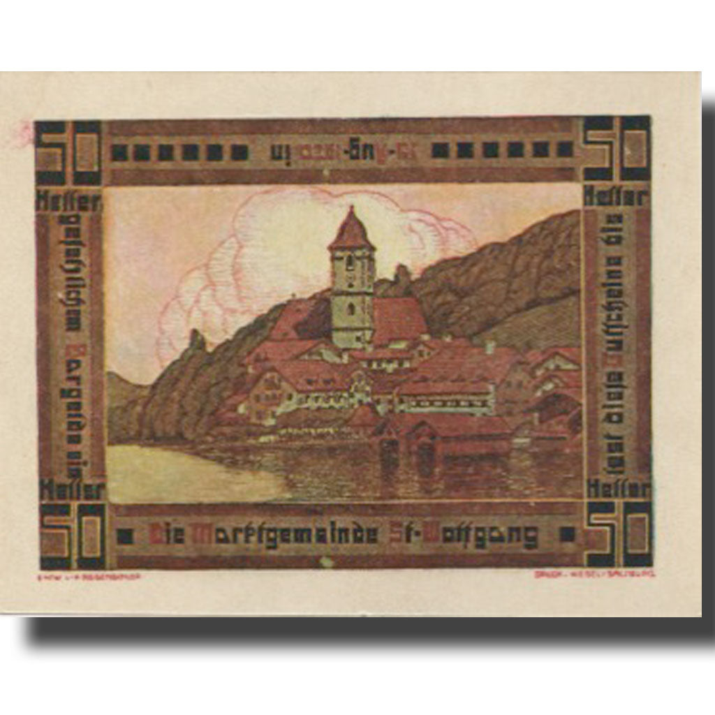 Banknote, Austria, St Wolfgang, 50 Heller, château, 1920 UNC(63) Mehl:FS 947a