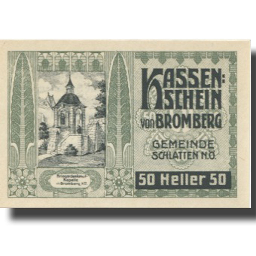 Banknote, Austria, Bromberg, 50 Heller, Eglise, 1920 UNC(63) Mehl:FS 105a