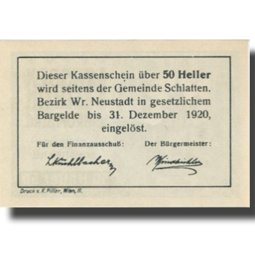 Banknote, Austria, Bromberg, 50 Heller, Eglise, 1920 UNC(63) Mehl:FS 105a