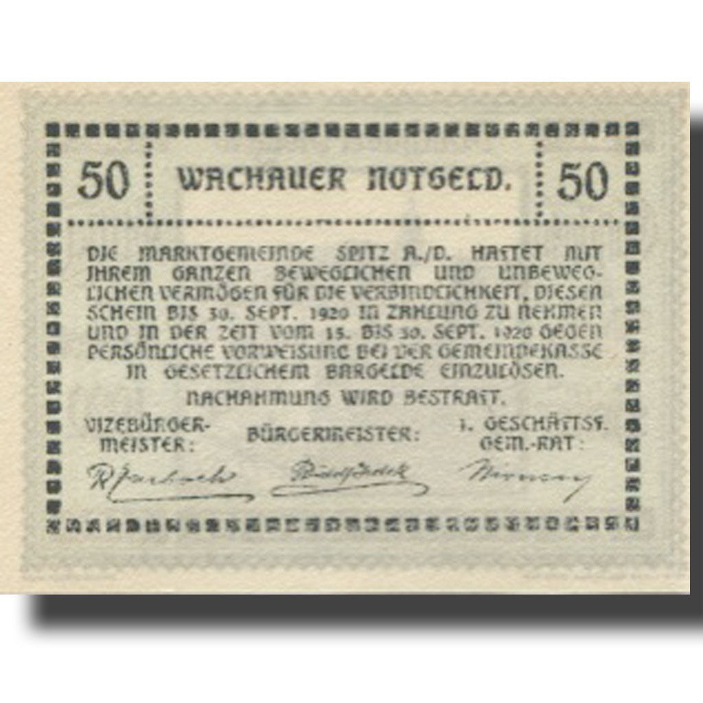 Banconote Austria Emmersdorf a/d Donau 50 Heller Eglise 1920 SPL Mehl:FS 1122.5