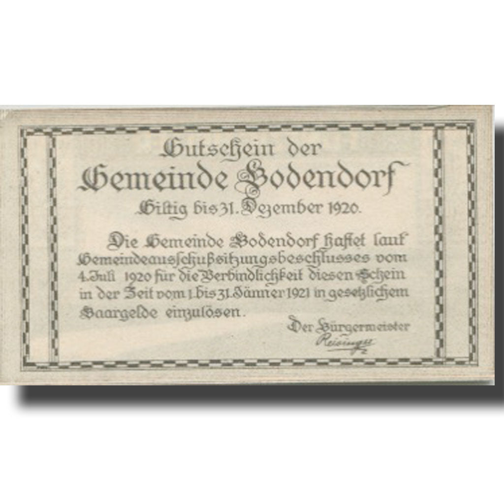 Banknote, Austria, Bodensdorf, 50 Heller, paysage, 1921 UNC(63) Mehl:FS 96IIa