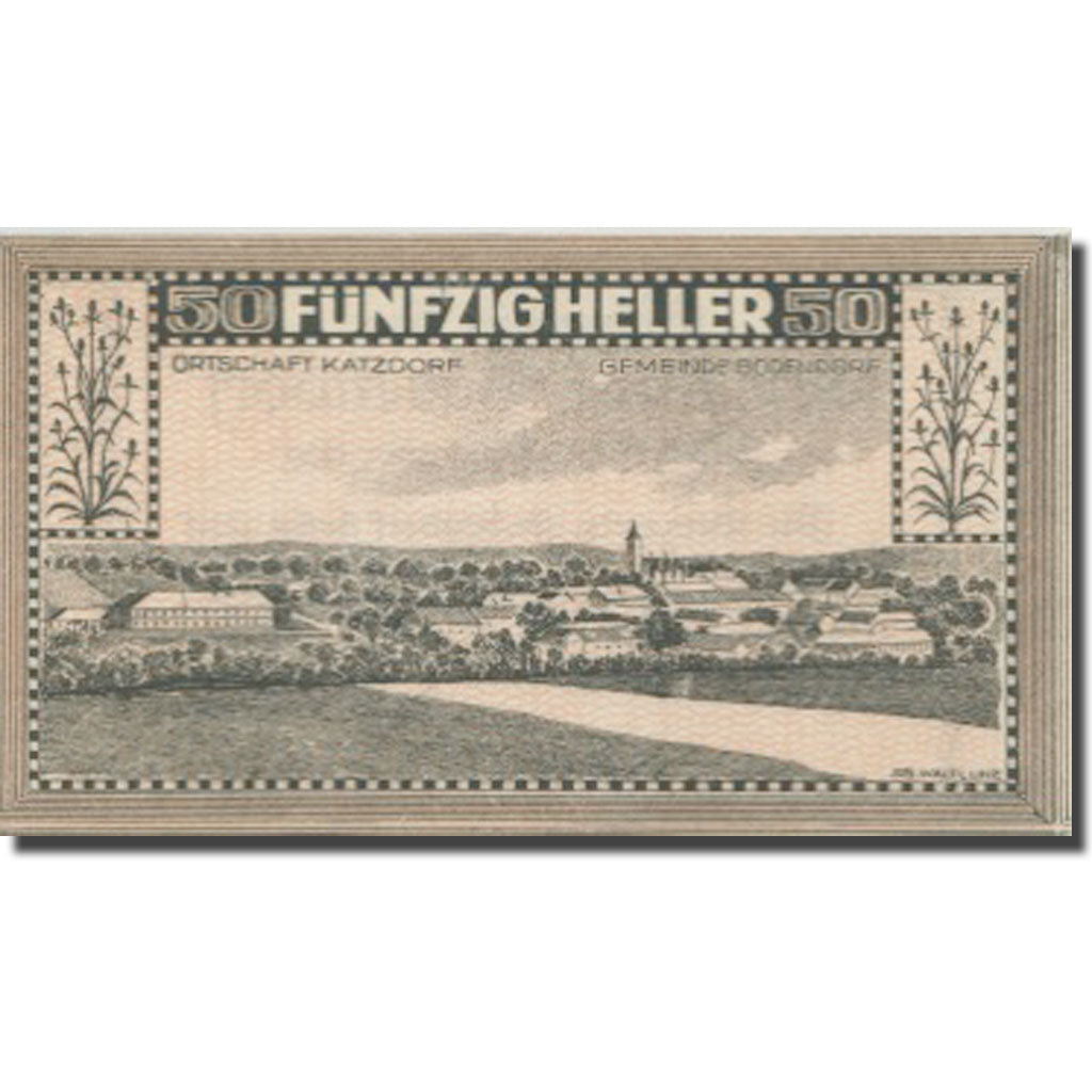 Banknote, Austria, Bodensdorf, 50 Heller, paysage, 1921 UNC(63) Mehl:FS 96IIa