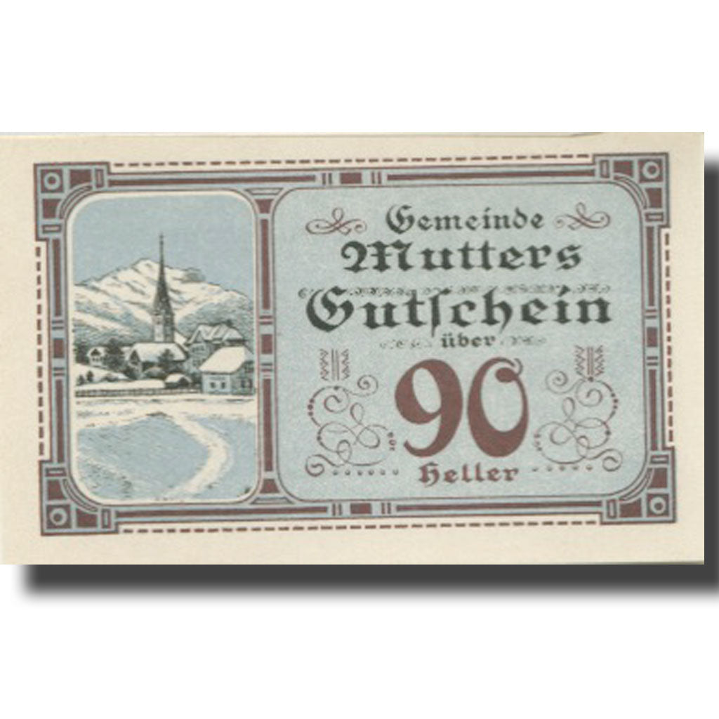 Banknote, Austria, Mutters, 90 Heller, montagne, 1920 UNC(63) Mehl:FS 641a
