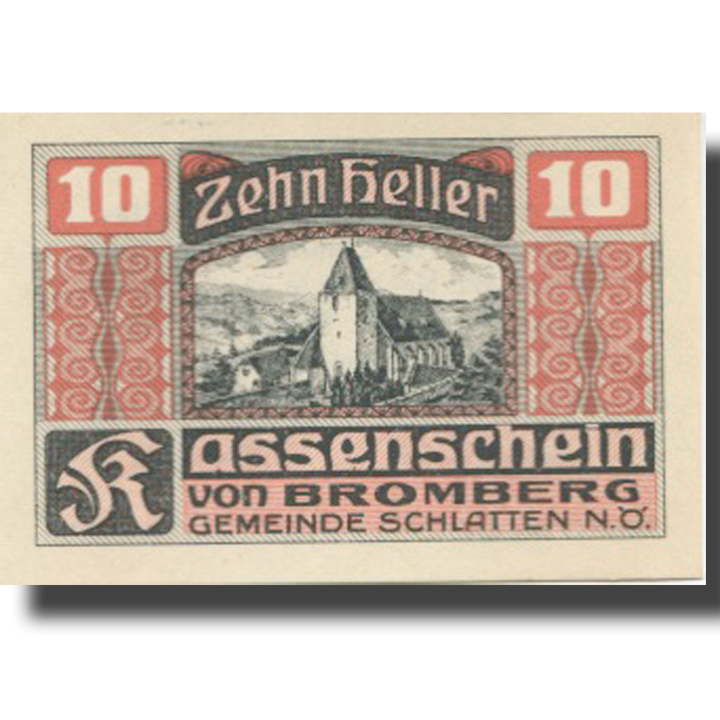Banconote, Austria, Bromberg, 10 Heller, Eglise 1920-12-31, SPL Mehl:FS 105a