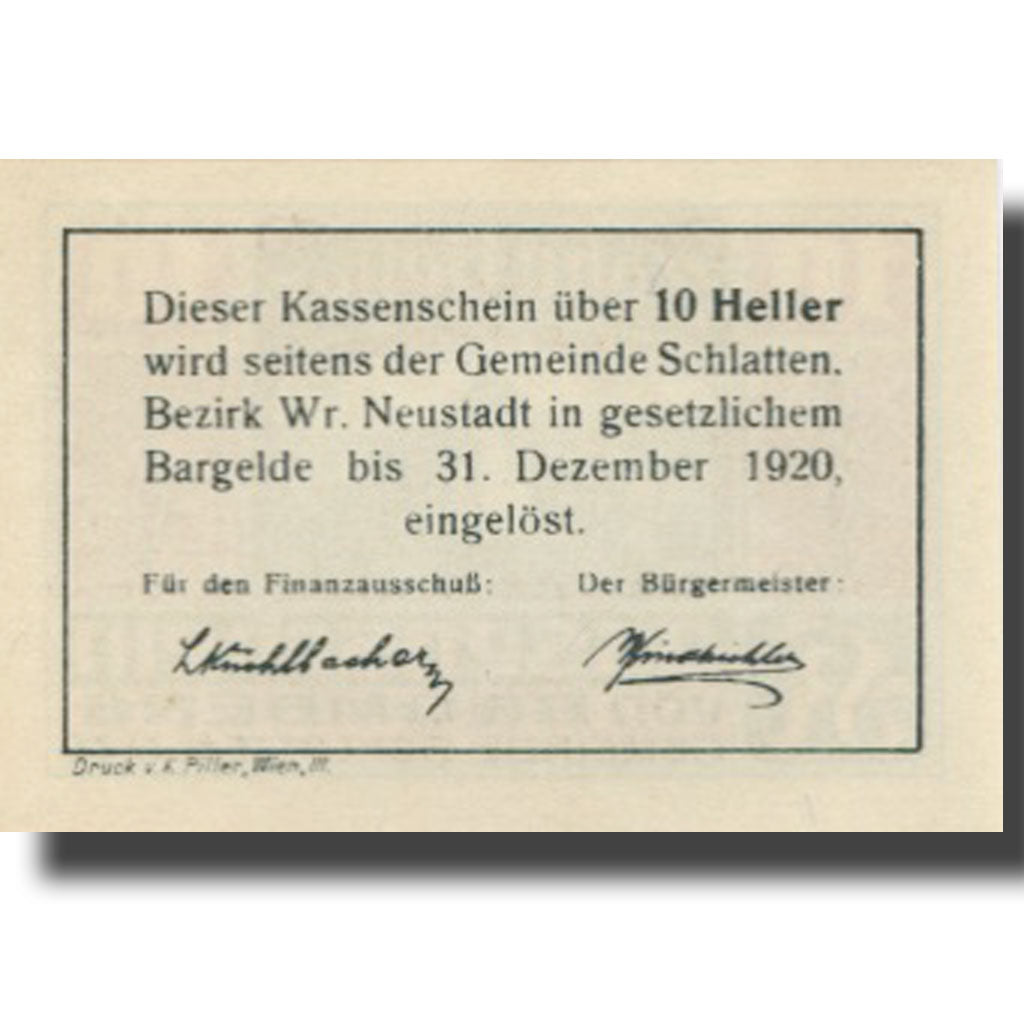 Banconote, Austria, Bromberg, 10 Heller, Eglise 1920-12-31, SPL Mehl:FS 105a