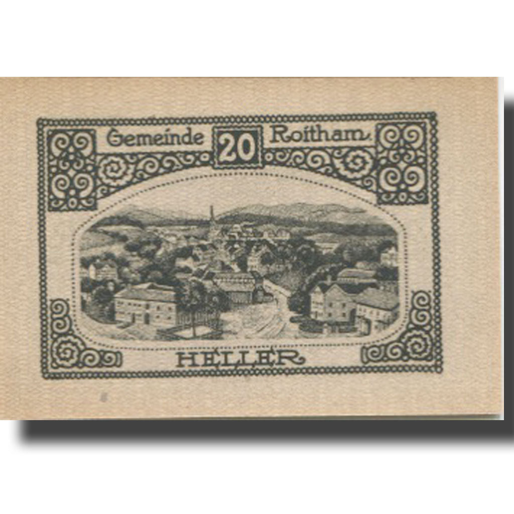 Banknote, Austria, Roitham, 20 Heller, village, 1920 UNC(63) Mehl:FS 843a