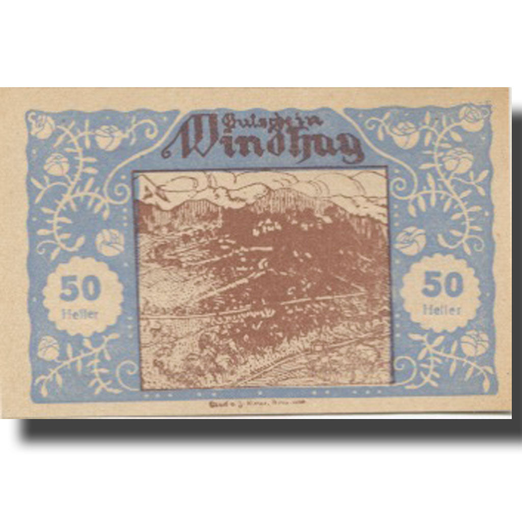 Banknote, Austria, Windhag, 50 Heller, montagne, 1920, UNC(63) Mehl:FS 1244e