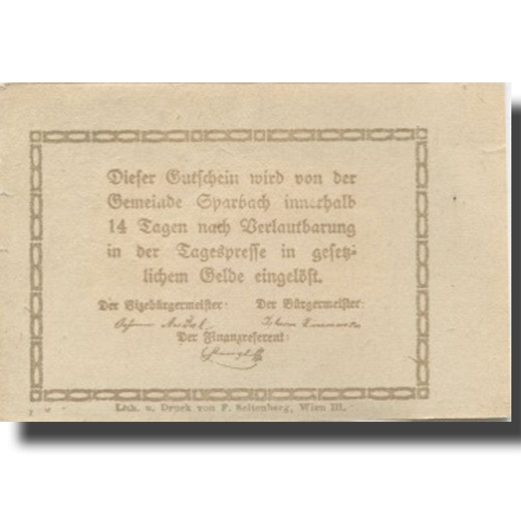 Banknote, Austria, Sparbach, 10 Heller, village, AU(55-58), Mehl:FS 1006a