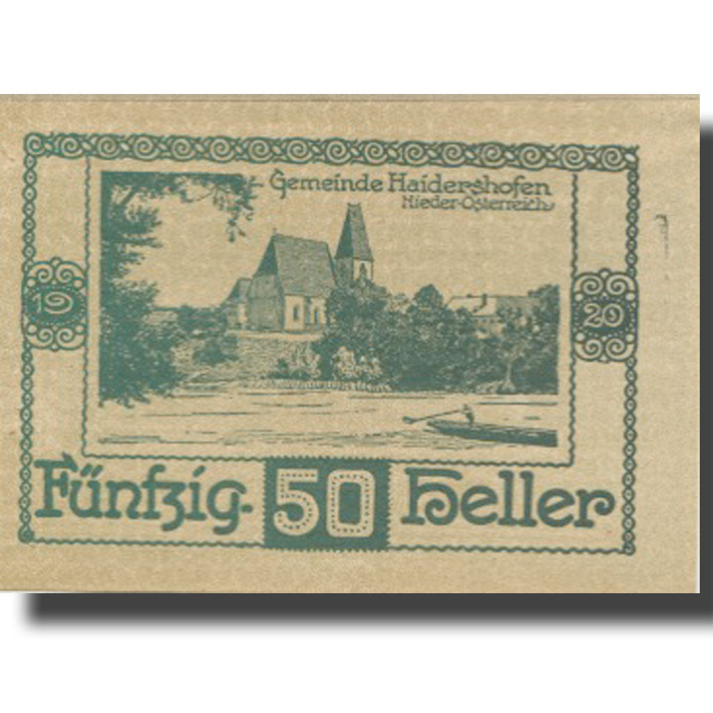Banknote, Austria, Haidershofen, 50 Heller, Eglise, 1920 UNC(63) Meh:FS 335Ia