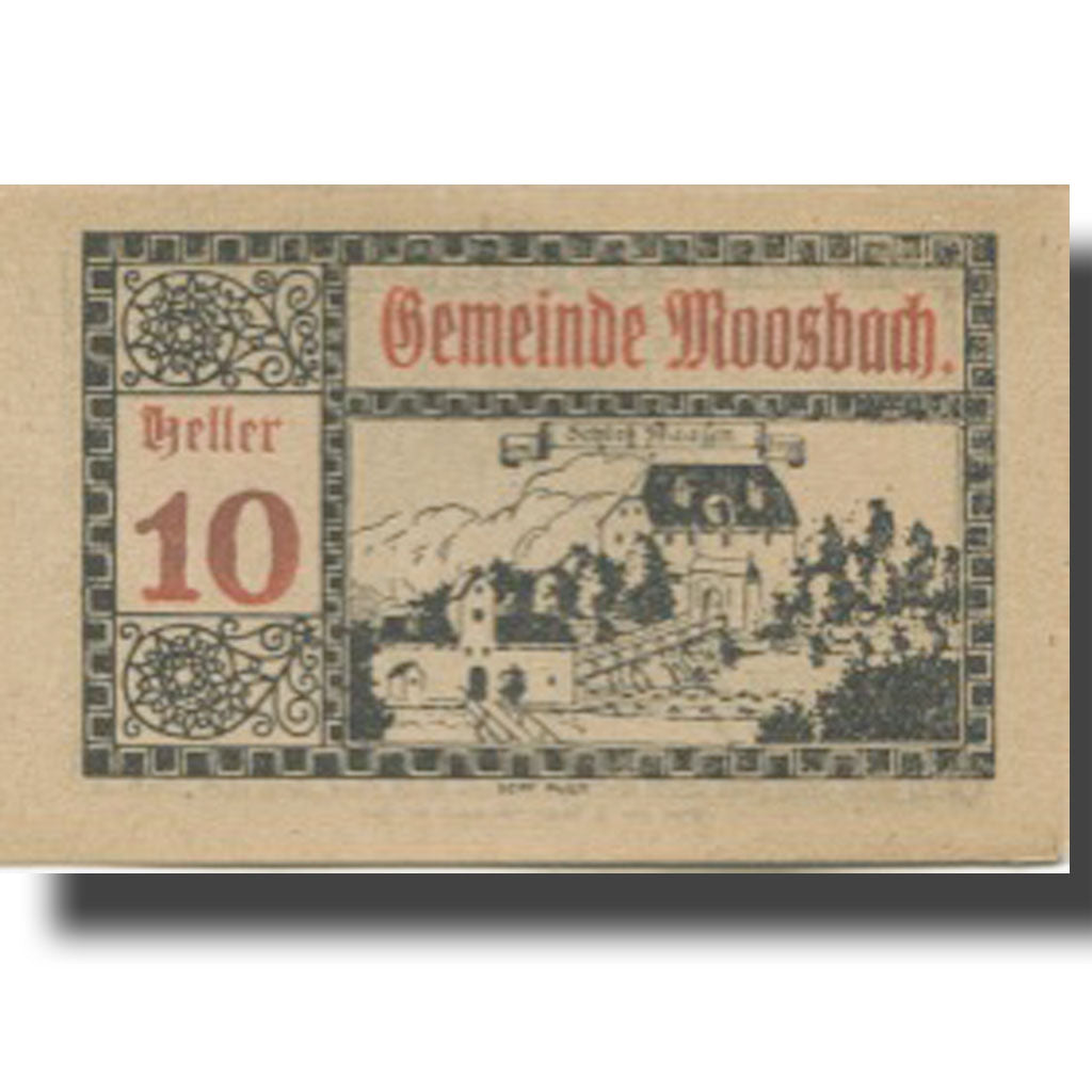 Banknote, Austria, Moosbach, 10 Heller, château, 1920 UNC(63) Meh:FS 628a