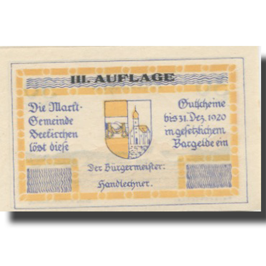 Banknote, Austria, Seekirchen, 30 Heller, village, 1920 UNC(63) Mehl:FS 987a