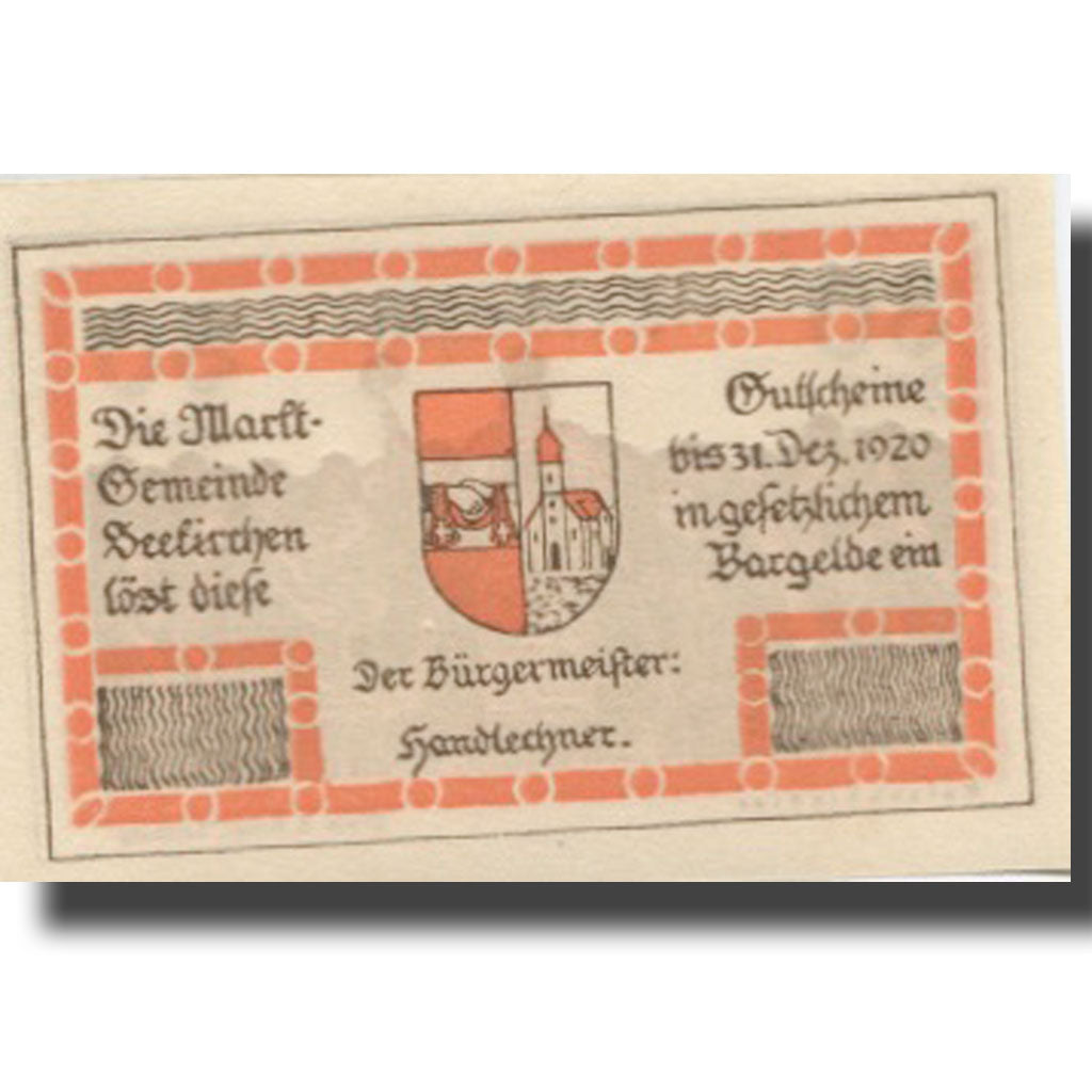 Banknote, Austria, Seekirchen, 80 Heller, personnage, 1920 UNC(63) Mehl:FS 987a