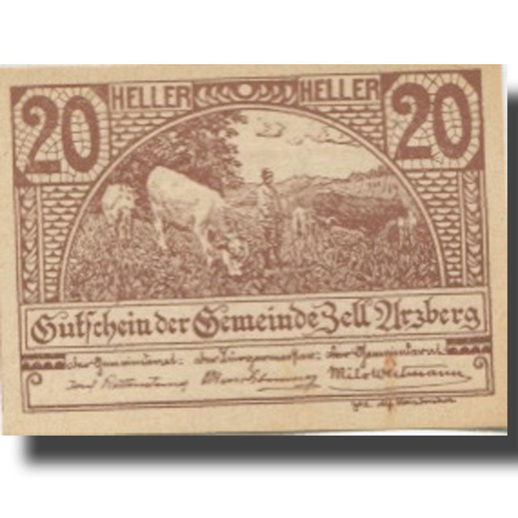 Banknote, Austria, Zell Arzberg, 20 Heller, champs, 1920 UNC(63) Mehl:FS 1273a