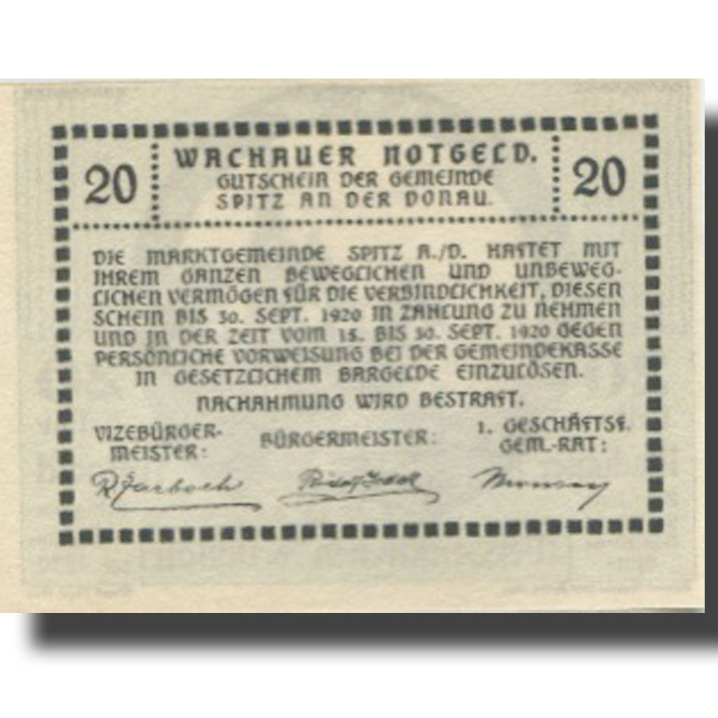 Banknote, Austria, Weissenkirchen, 20 Heller, château, 1920 SPL Mehl:FS 1158