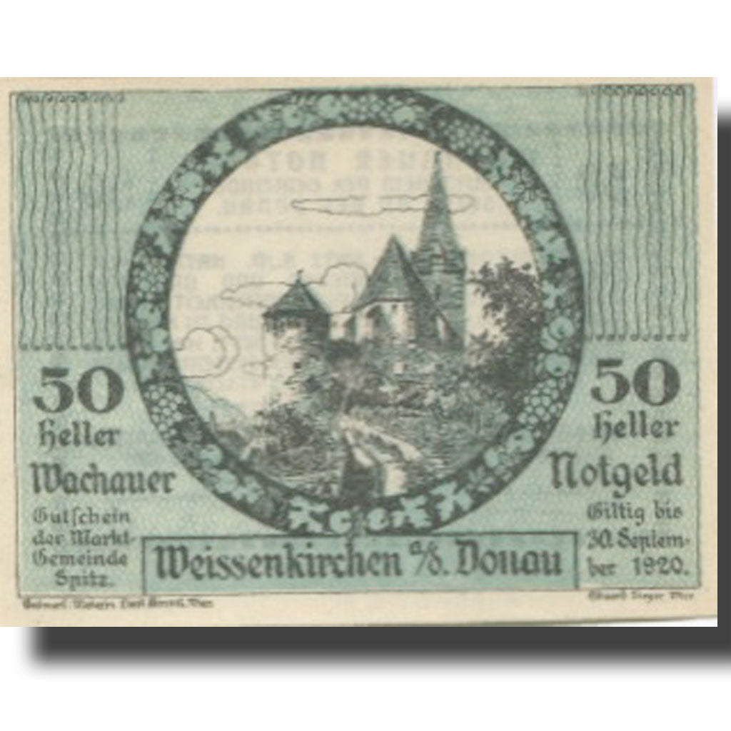 Banknote, Austria Weissenkirchen 50Heller, château 1, 1920 UNC(63) Mehl:FS 1158