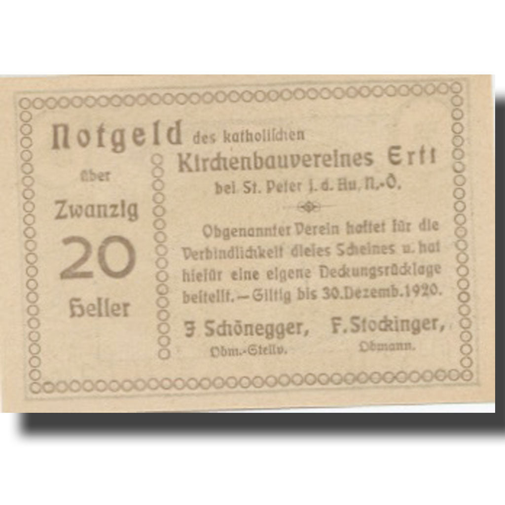Banknote, Austria, Ertl, 20 Heller, paysage 1920-12-30, UNC(63), Mehl:FS 185