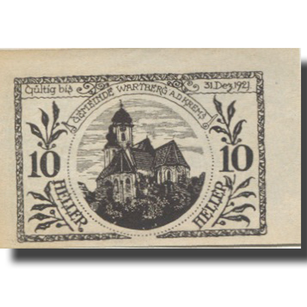 Banknote, Austria, Wartberg, 10 Heller, Eglise, 1921 UNC(63) Mehl:FS 1141a