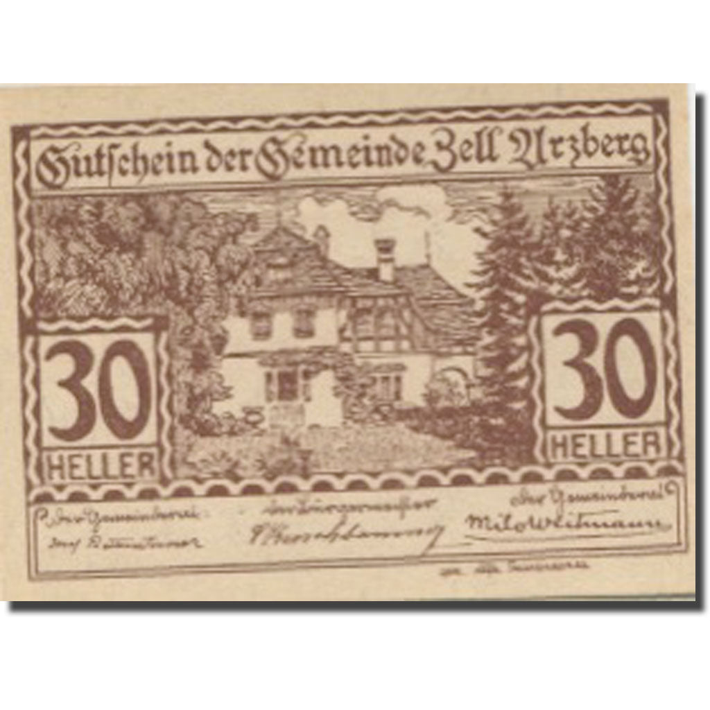 Billet, Autriche, Zell Arzberg, 30 Heller, ferme 1920-12-31, SPL Mehl:FS 1273a