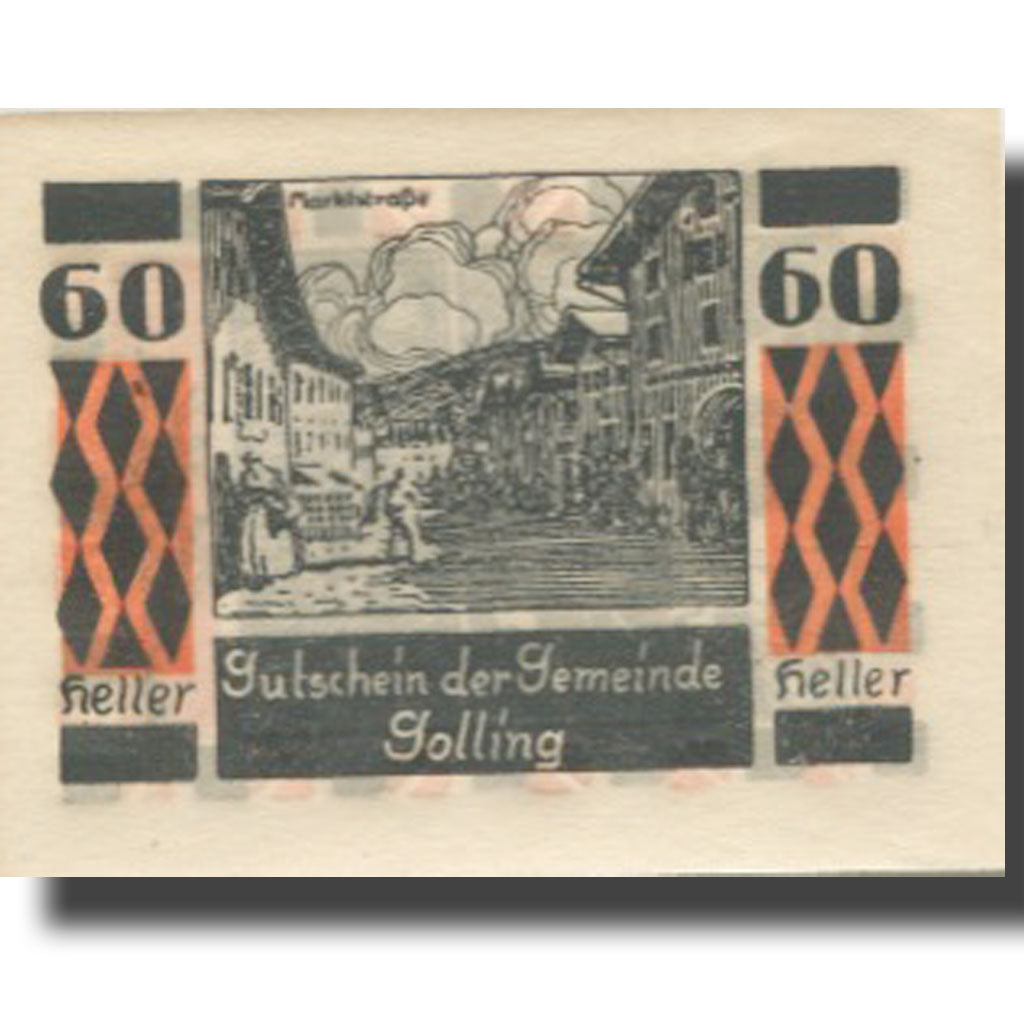 Banknote, Austria, Golling, 60 Heller, rue, 1920 UNC(63), Mehl:FS 249