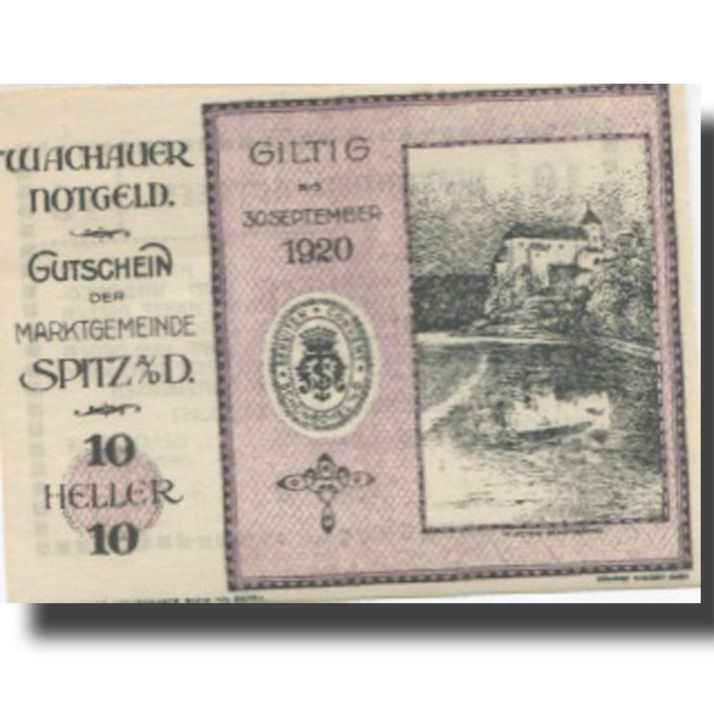 Banknote, Austria Spitz a/d Donau 10 Heller château 1920 UNC(63) Mehl:FS 1122.12