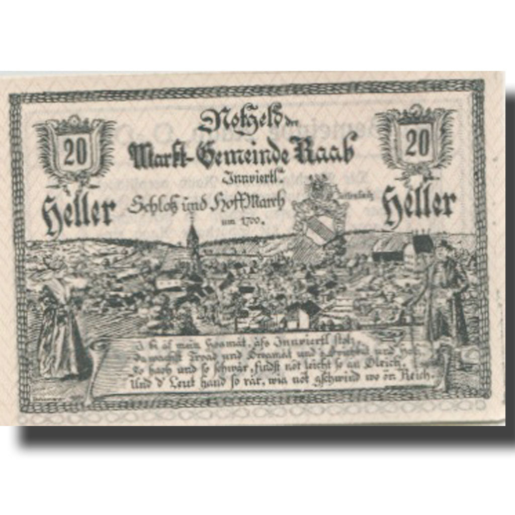 Banknote, Austria, Raab, 20 Heller, village, 1920 AU(55-58) Mehl:FS 805IIa
