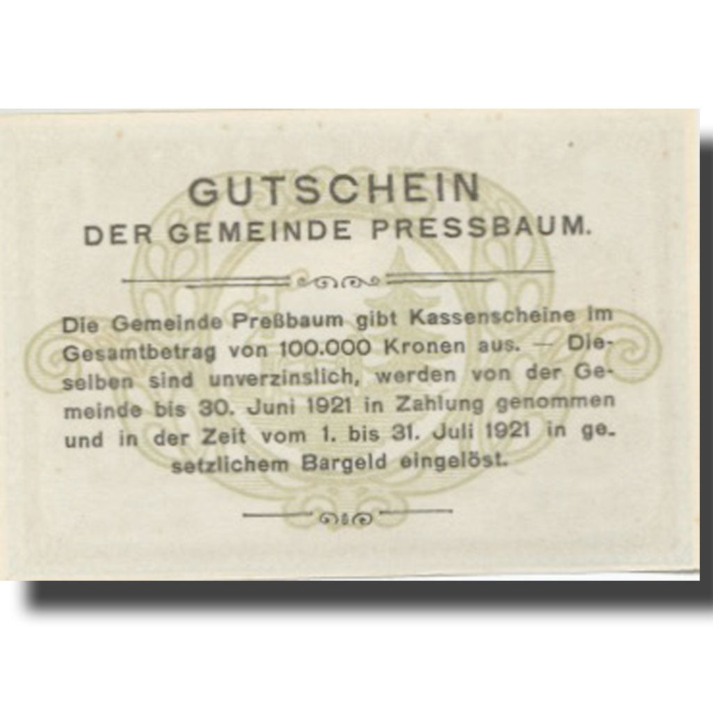 Banknote, Austria, Pressbaum, 40 Heller, village, 1921 UNC(63) Mehl:FS 784a