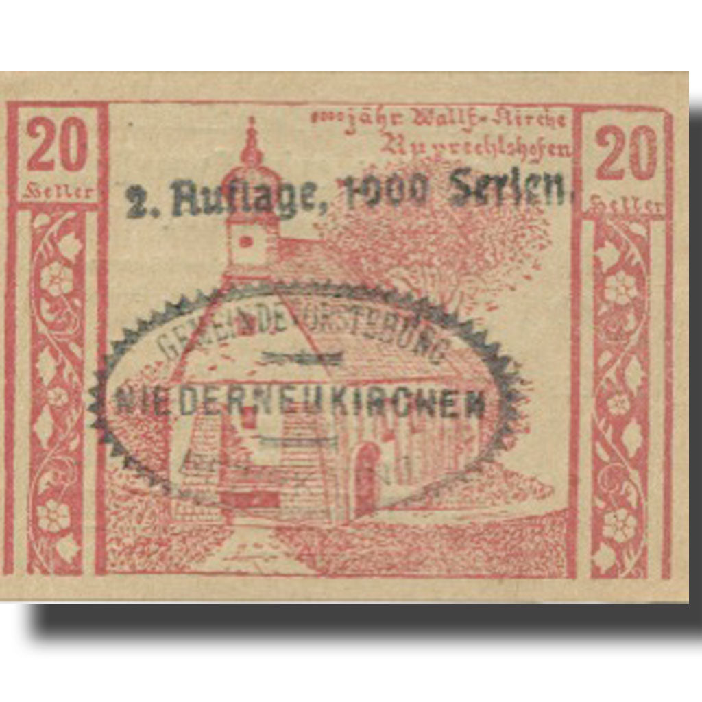 Banconote, Austria, Niederneukirchen, 20 Heller, Eglise 1, 1920 SPL Mehl:FS 670a
