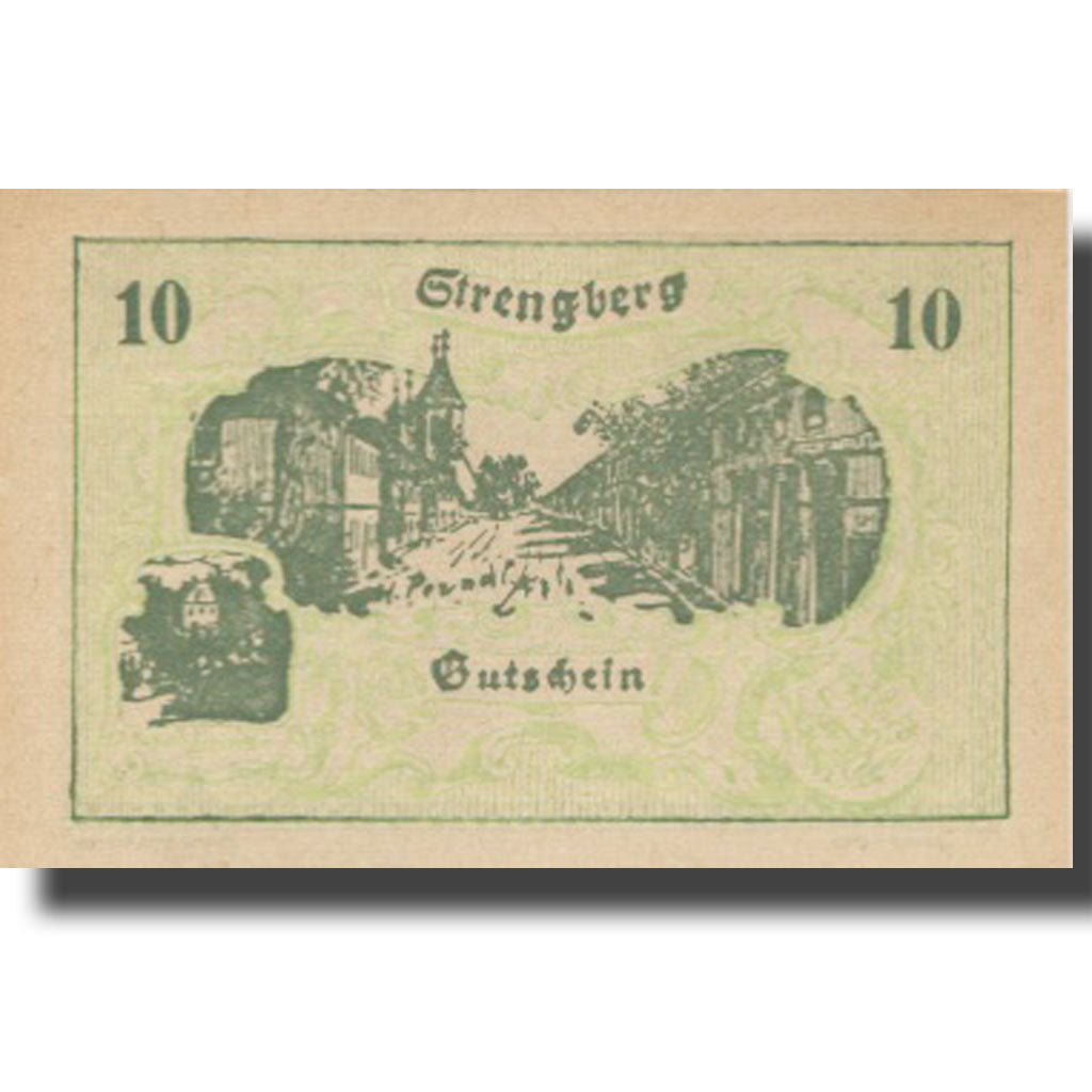 Banconote, Austria, Strengberg, 10 Heller, village, 1920, SPL Mehl:FS 1049b