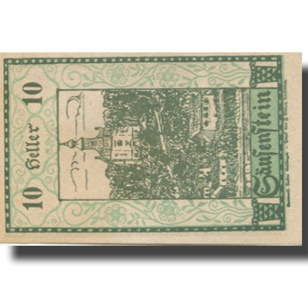 Banknote, Austria, Säusenstein, 10 Heller, Eglise, 1920 UNC(63) Mehl:FS 950a