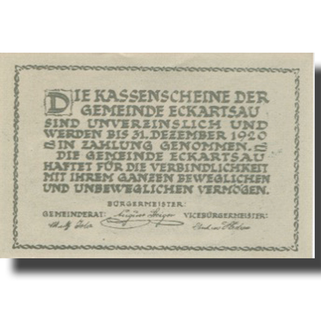 Banknote, Austria, Eckartsau, 30 Heller, château, 1920 UNC(63) Mehl:FS 149a