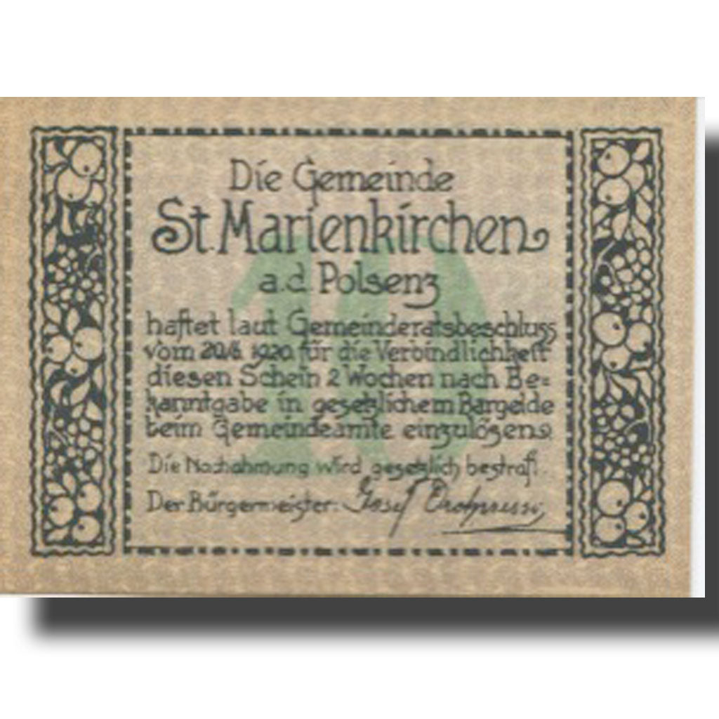Banknote, Austria, Marienkirchen, 10 Heller, village, UNC(63), Mehl:FS 909a