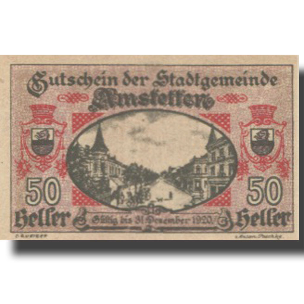 Banknote, Austria, Amstetten, 50 Heller, rue 1, 1920 UNC(63) Mehl:FS 37II
