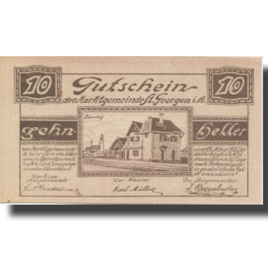 Banknote, Austria, St Georgen, 10 Heller, gare, UNC(63), Mehl:FS 888Ia