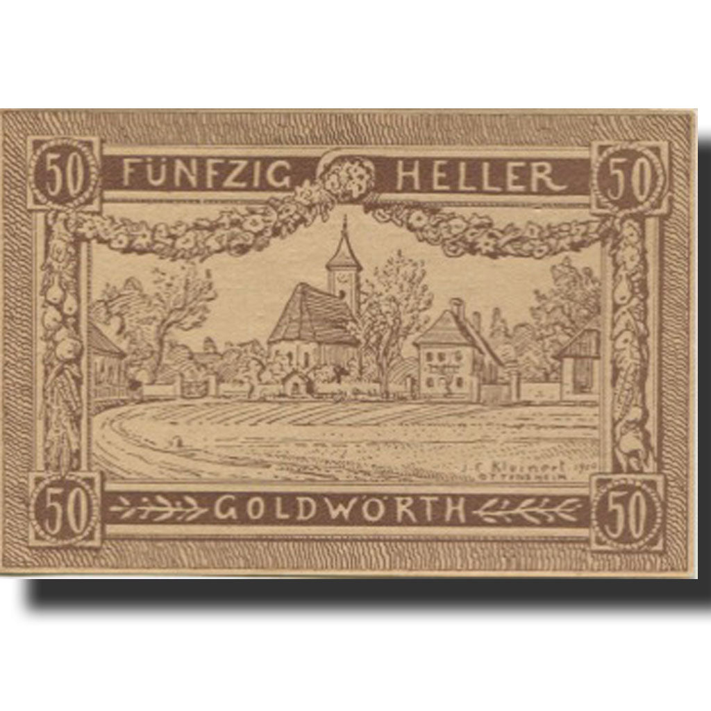 Banknote, Austria, Goldwörth, 50 Heller, Eglise, UNC(63), Mehl:FS 248a