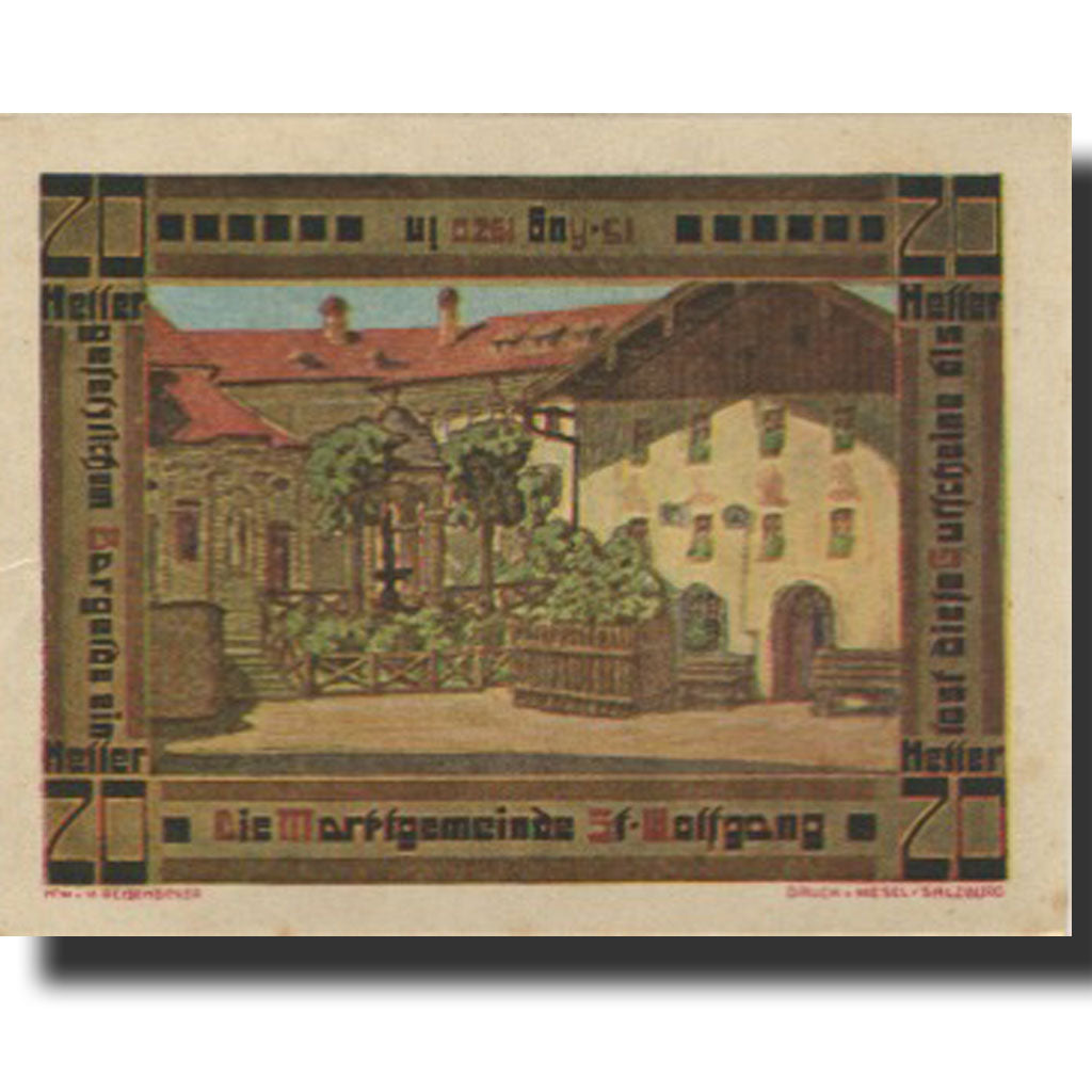Banknote, Austria, St Wolfgang, 20 Heller, Eglise, 1920, UNC(63) Mehl:FS 947a