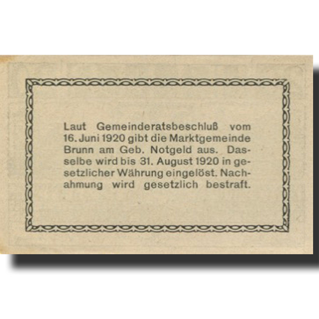 Geldschein, Österreich, Brunn am Gebirge 20Heller château, 1920 UNZ Mehl:FS 109a