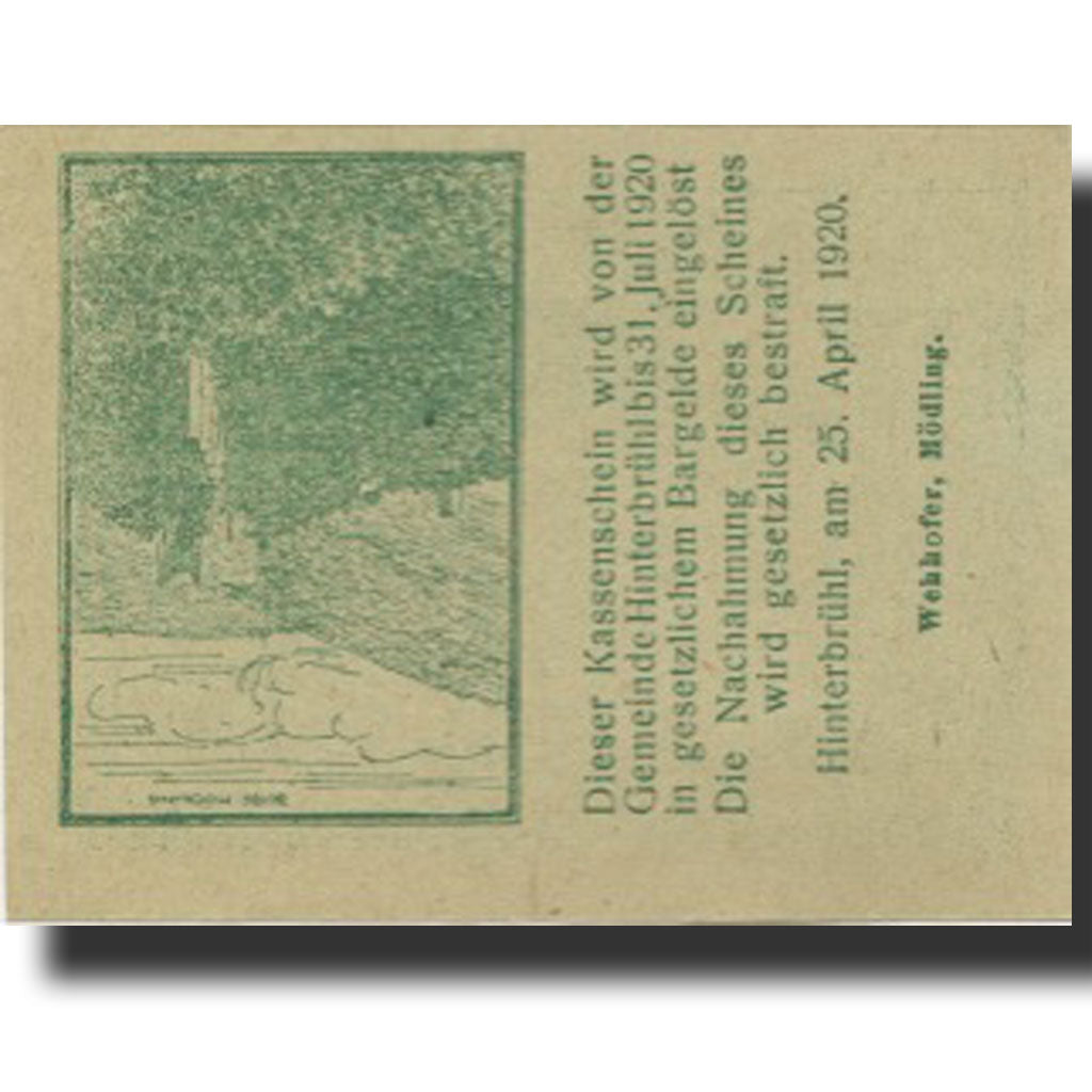 Banknote, Austria, Hinterbrühl, 20 Heller, ruine, 1920 UNC(63) Mehl:FS 376Ib1