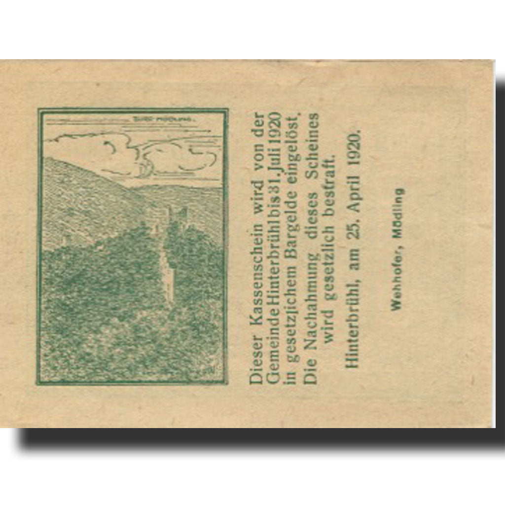 Banknote, Austria, Hinterbrühl, 50 Heller, ferme, 1920 UNC(63) Mehl:FS 376Ia