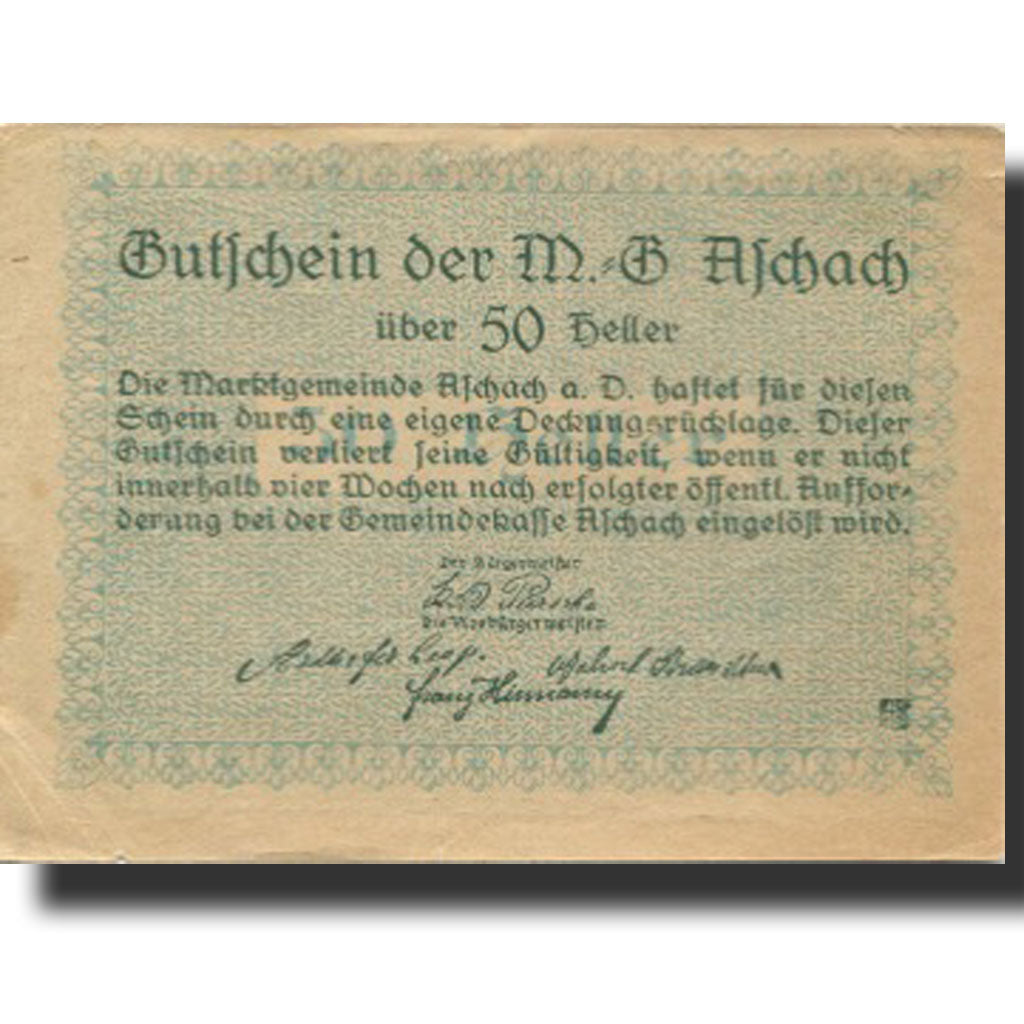Banknote, Austria, Aschach, 50 Heller, fleuve, AU(55-58), Mehl:FS 53IIb20