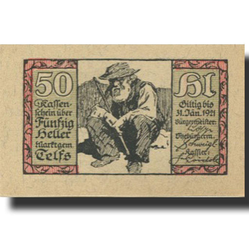 Banknote, Austria, Telfs, 50 Heller, grange 1921-01-31, UNC(63) Mehl:FS 1061d