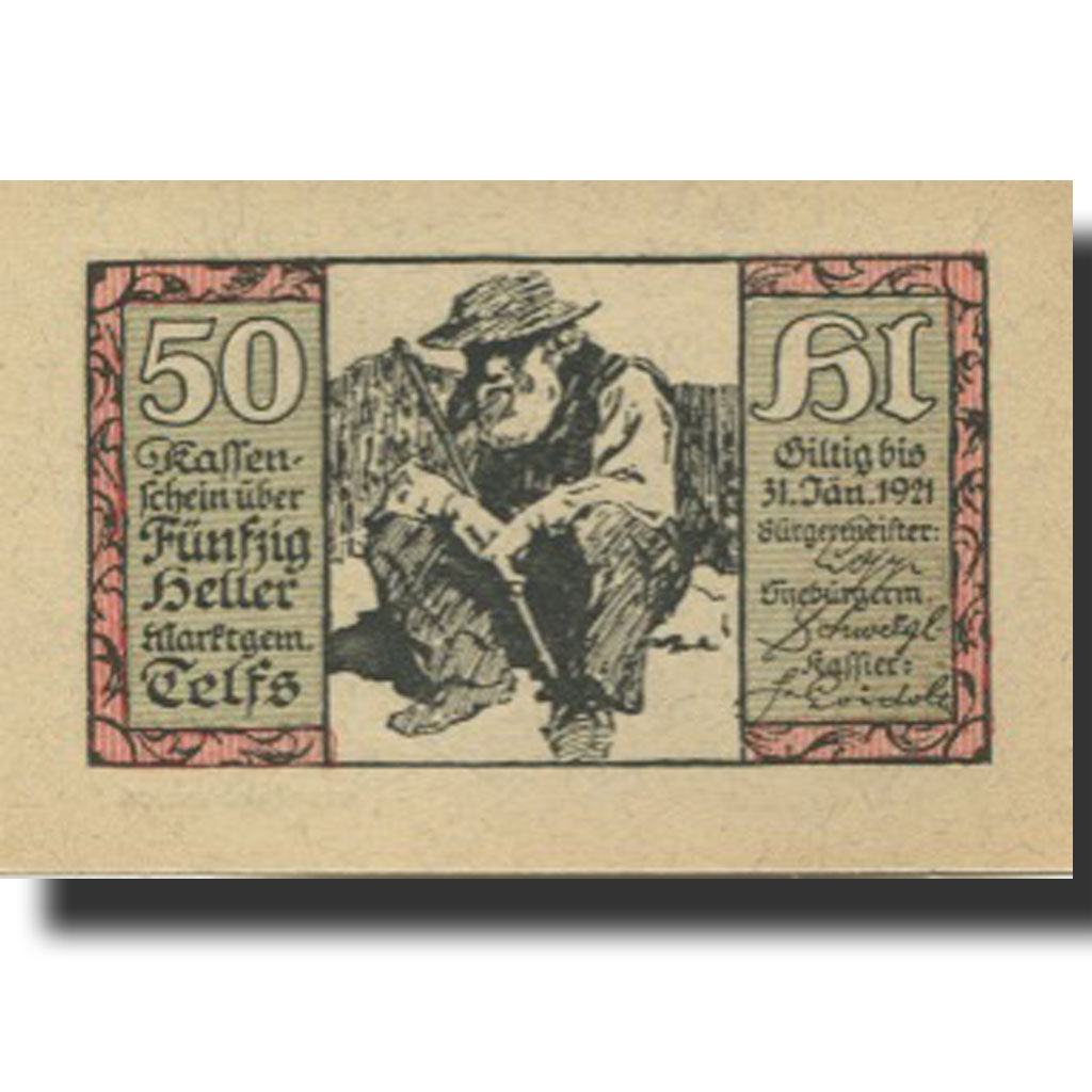 Banknote, Austria, Telfs, 50 Heller, ferme 1921-01-31, UNC(63) Mehl:FS 1061d
