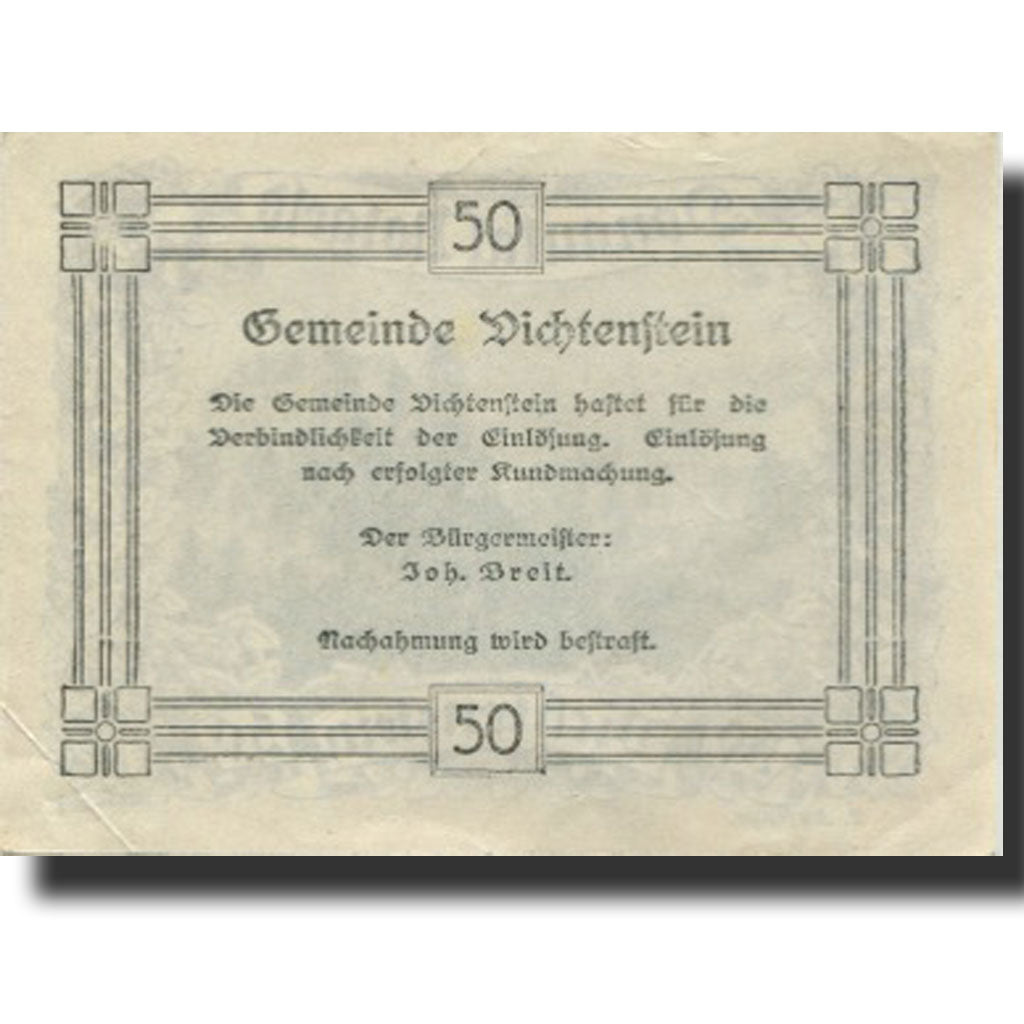 Biljet, Oostenrijk, Dichtenstein, 50 Heller, château, SPL, Mehl:FS 127f