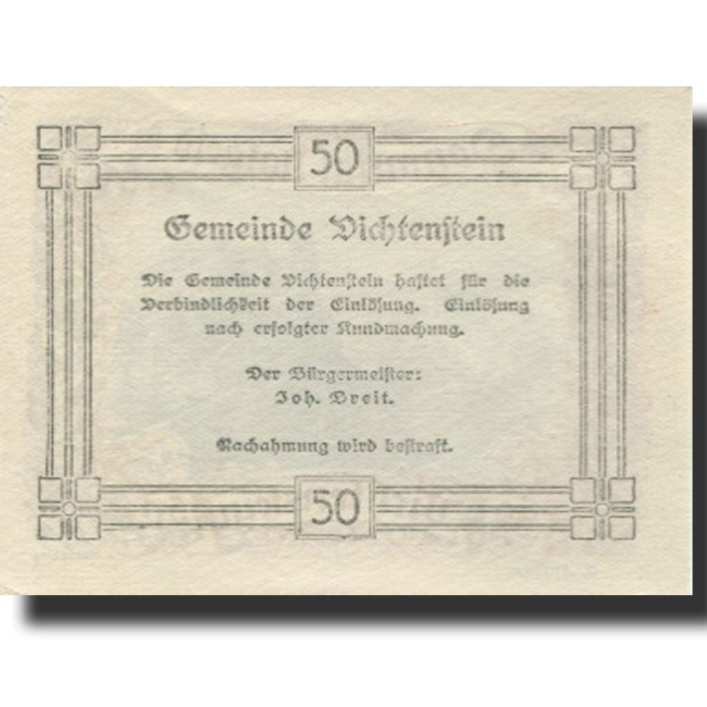 Banknote, Austria, Dichtenstein, 50 Heller, château 1, UNC(63), Mehl:FS 127d