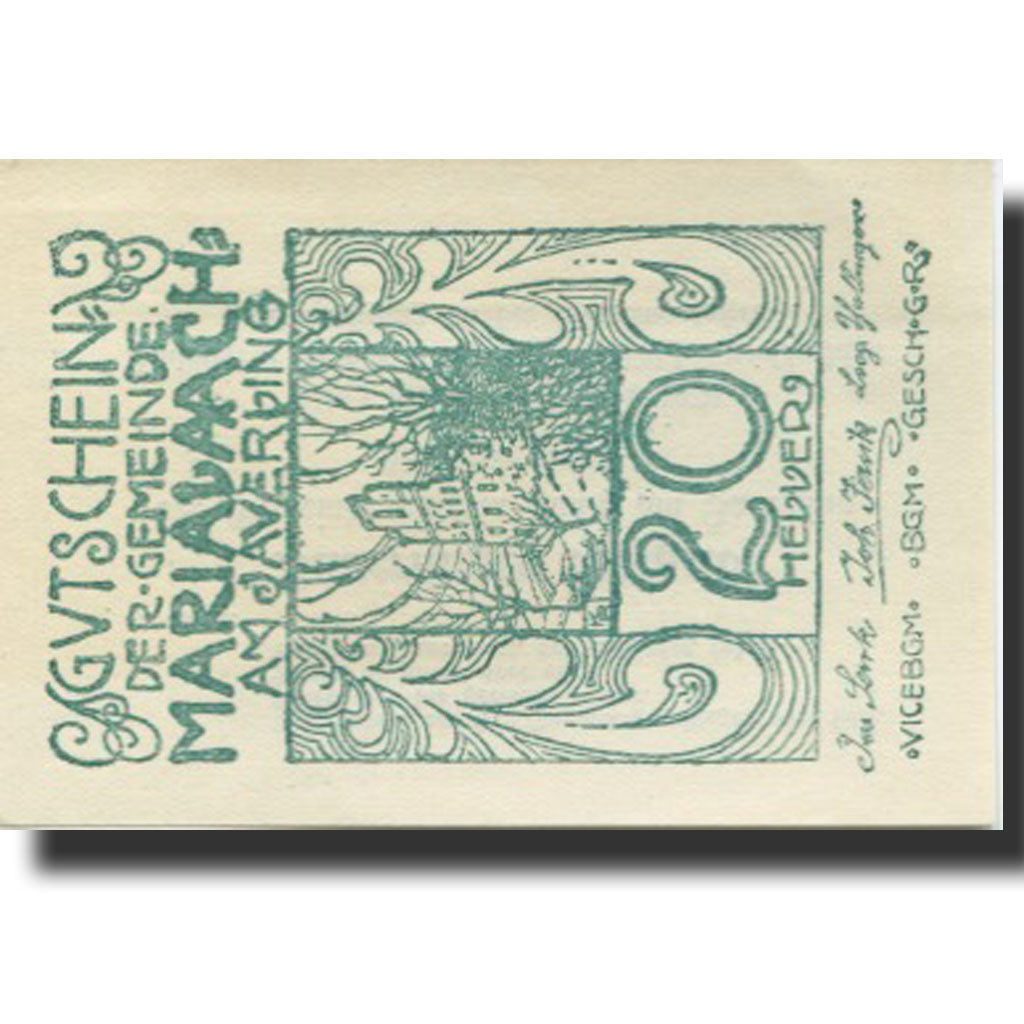 Banknote, Austria, Marialaach, 20 Heller, Eglise 1, 1920, UNC(63) Mehl:FS 430