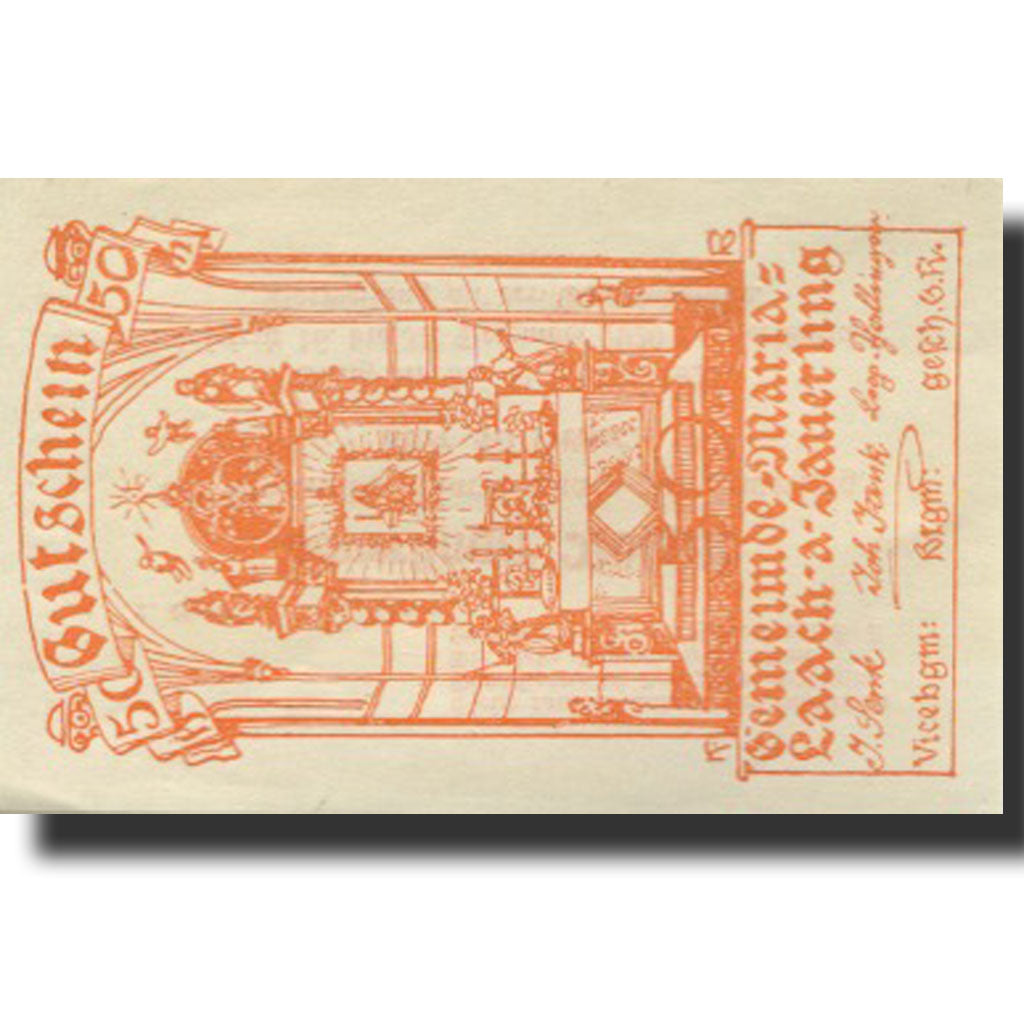 Banknote, Austria, Marialaach, 50 Heller, hôtel, 1920 UNC(63) Mehl:FS 430