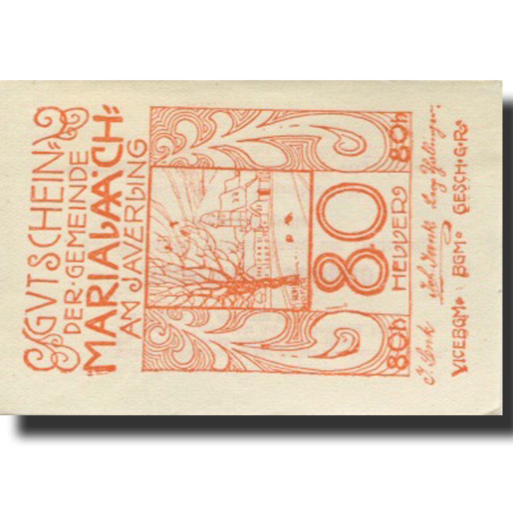 Banknote, Austria, Marialaach, 80 Heller, village 1, 1920 UNC(63) Mehl:FS 430