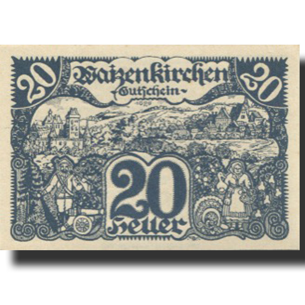 Banknote, Austria, Waizenkirchen, 20 Heller, village, 1920 UNC(63) Mehl:FS 1128a