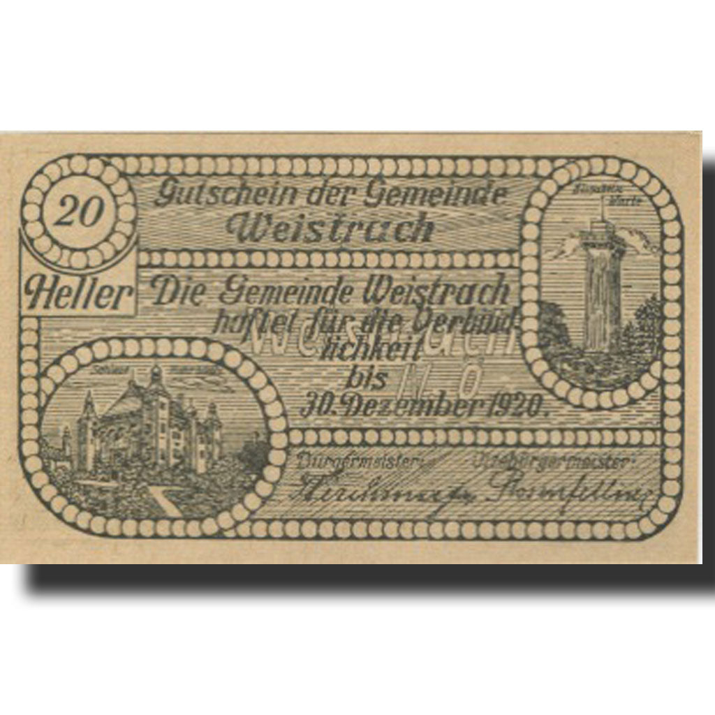 Banknote, Austria, Weistrach, 20 Heller face value 1920 UNC(63) Mehl:FS 1161c